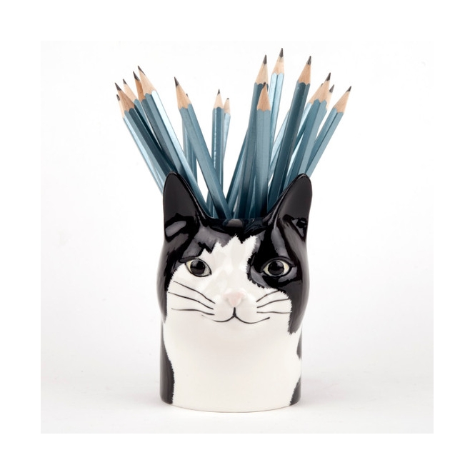 Black and White Cat Pencil Pot