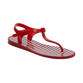 Plastic Sandal Athena Red 17 + White stripes
